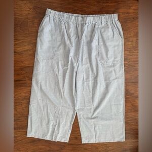 Tamsy Cotton Wide Leg Cropped Pants Light Blue Relaxed Pull On Comfy NWT 1X